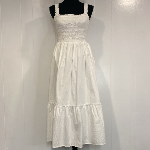 GAP Dresses & Skirts - GAP Midi Sundress | Smocked Bodice Ruffled Hem Bright White Cotton | Size Small